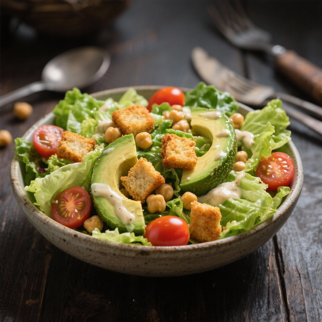 Salade César Végétalienne : Croûtons de Pois Chiches croustillants
