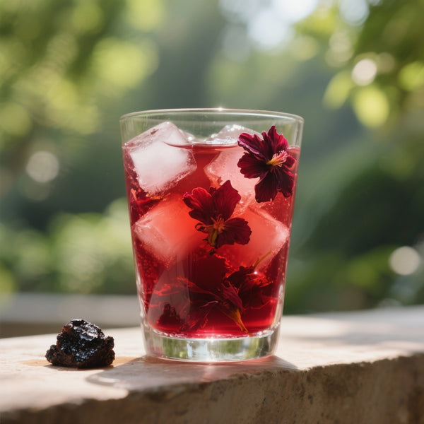 Thé Glacé Reminéralisant à l'Hibiscus et Shilajit : Élixir de Bien-être
