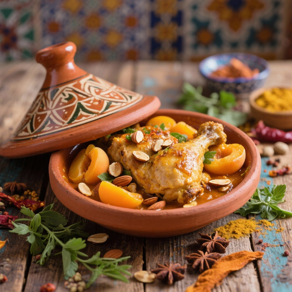 Tajine de Poulet aux Abricots et Amandes