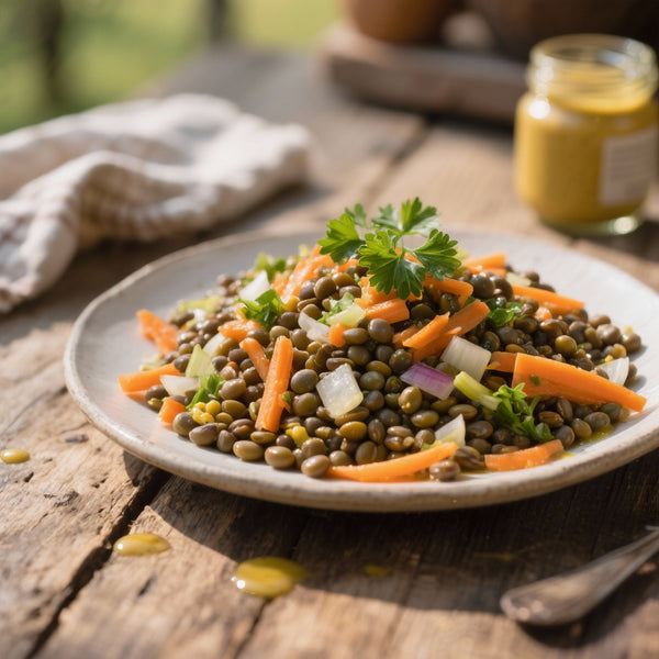 Salade de Lentilles du Puy, Carottes et Vinaigrette Moutardée