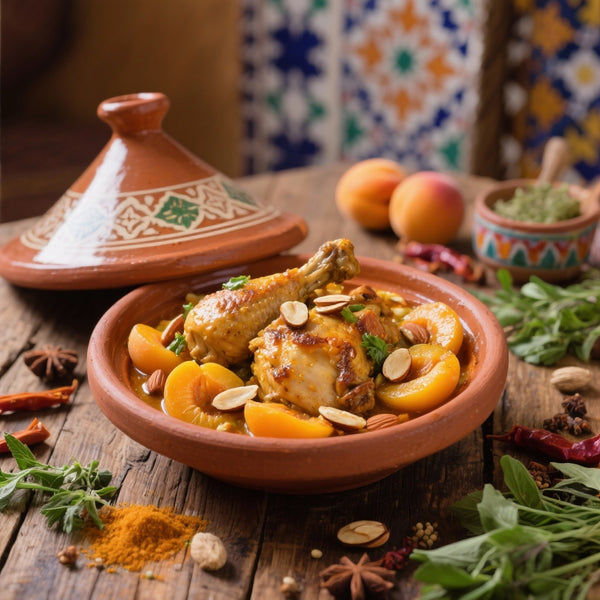 Tajine de Poulet aux Abricots et Amandes