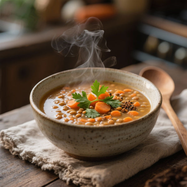 Soupe réconfortante lentilles-carottes au cumin pour booster l'immunité