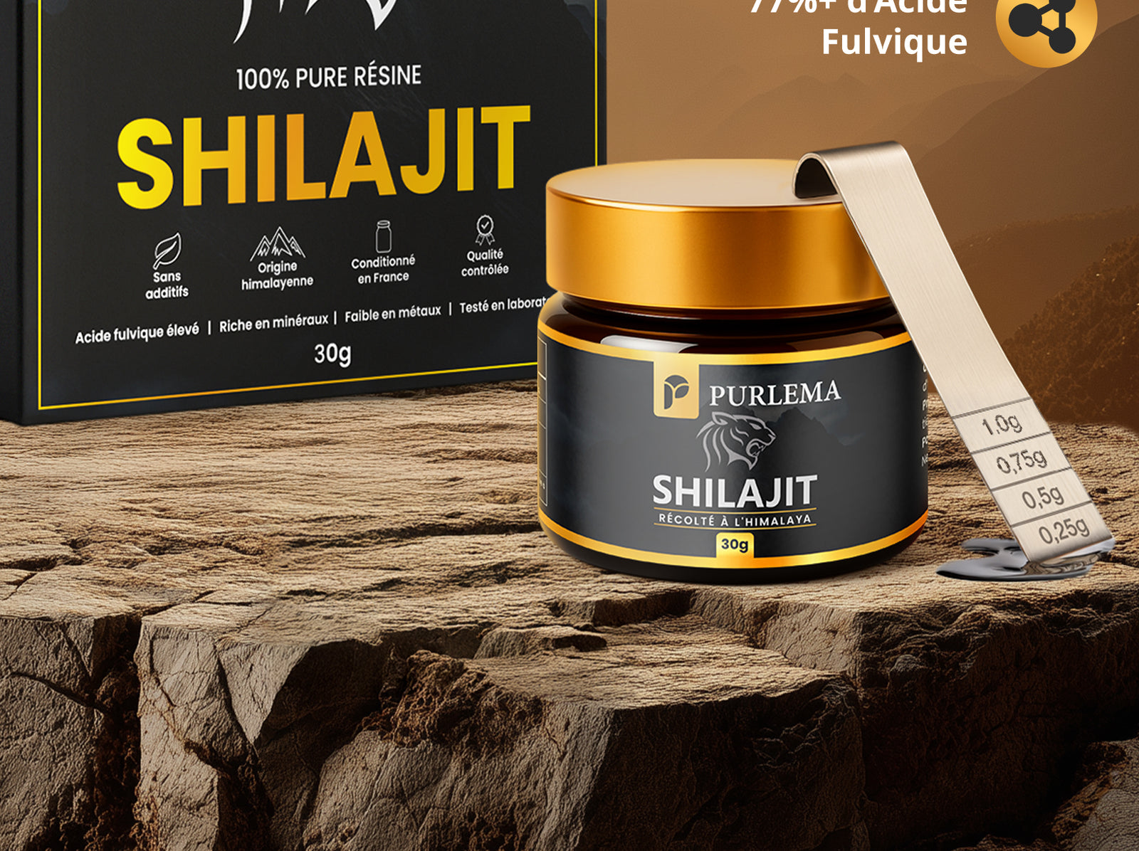 Pot de Shilajit 100% Pure Résine 30g - Riche en Acide Fulvique