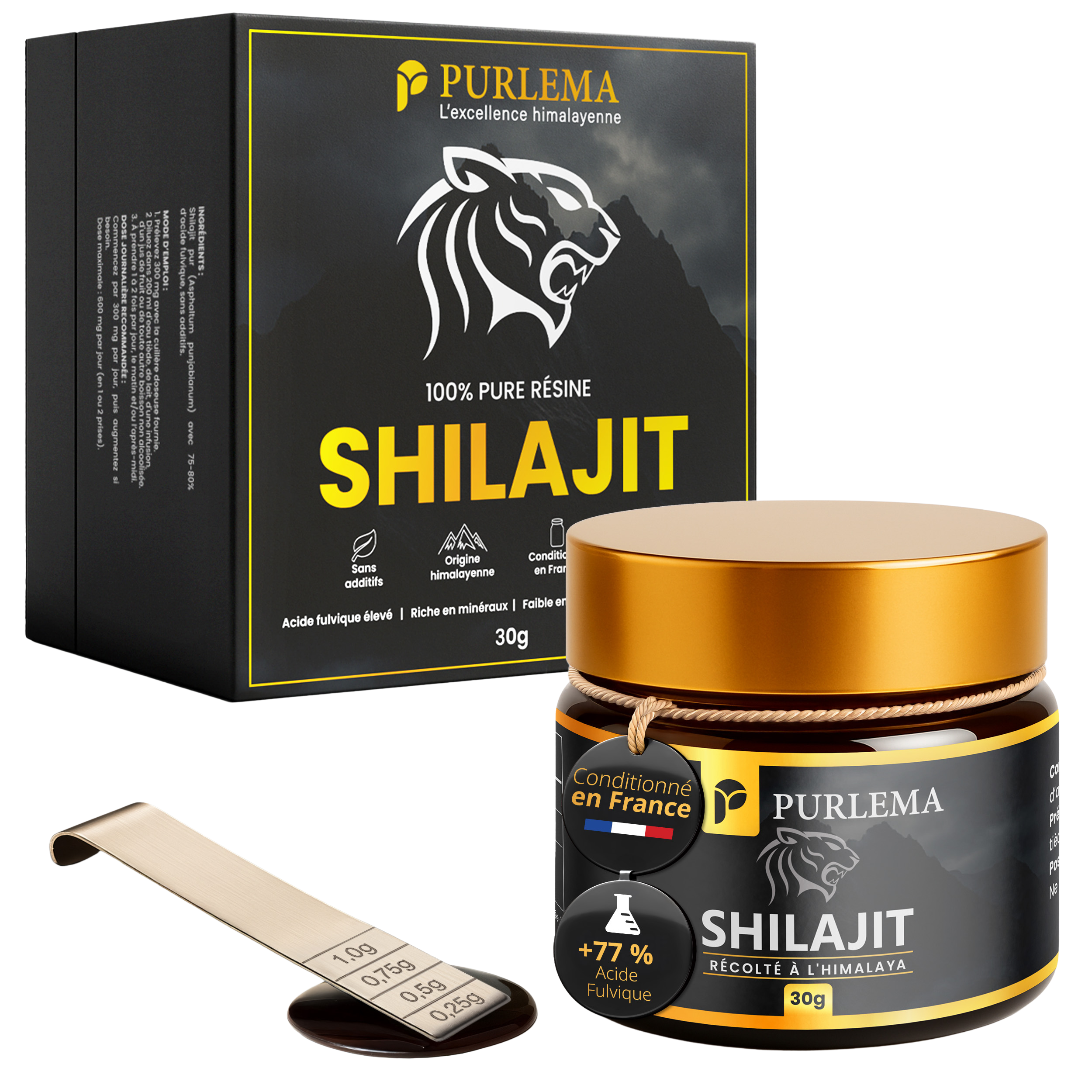 Purlema Shilajit – Résine Pure de l’Himalaya | Énergie, Clarté Mentale & Vitalité Naturelle